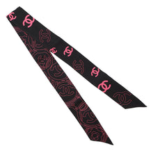 Load image into Gallery viewer, CHANEL Scarf CC Logo Black/Pink Silk100%
