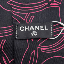 Load image into Gallery viewer, CHANEL Scarf CC Logo Black/Pink Silk100%
