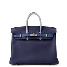Load image into Gallery viewer, HERMES Birkin tricolor Blue Abysse/Blue Tie/Green Pantan Epsom Size 25
