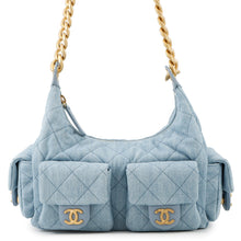 将图像加载到图库查看器中，CHANEL Matelasse Hobo Shoulder Bag Light BlueAS5339 Denim
