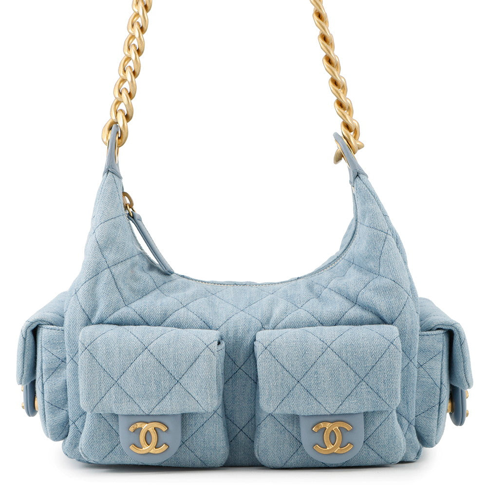 CHANEL Matelasse Hobo Shoulder Bag Light BlueAS5339 Denim