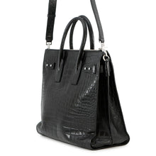 将图像加载到图库查看器中，SAINT LAURENT PARIS North South Jour Souple Black480583 Croco embossed leather

