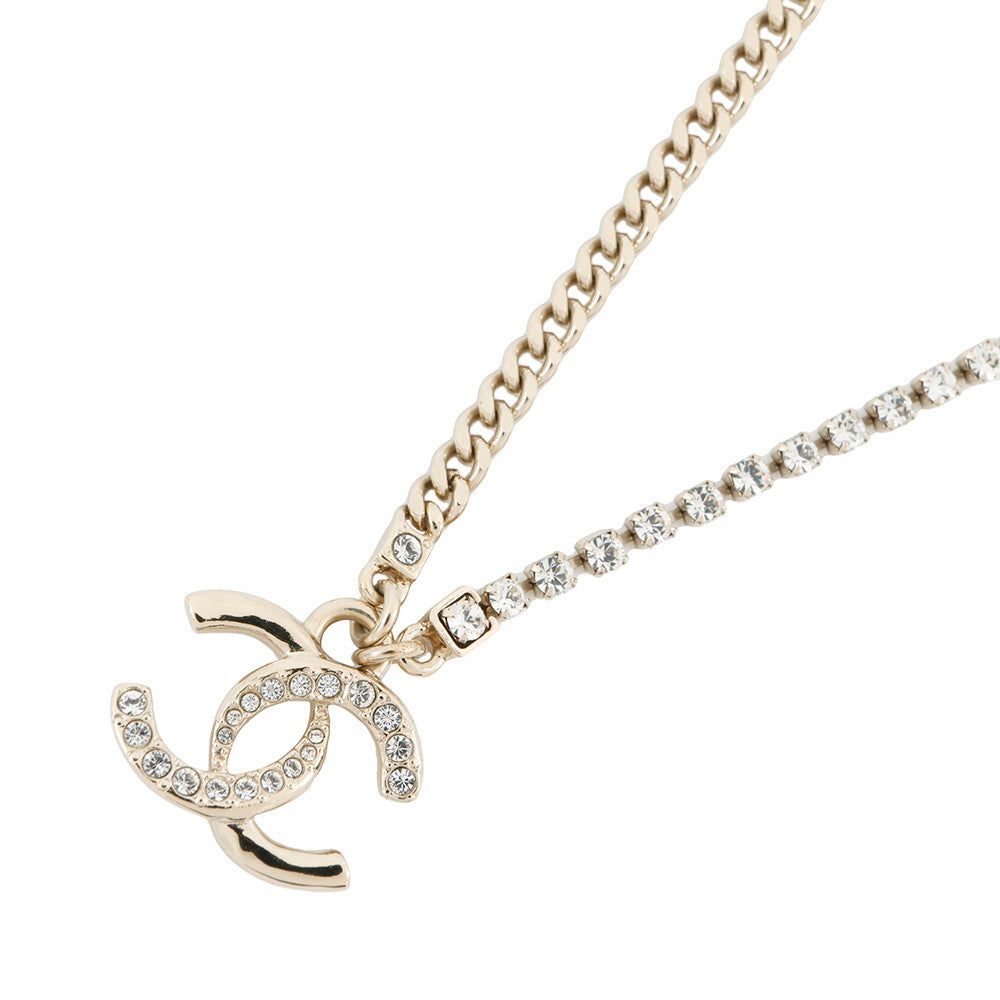 CHANEL CC Logo Rhinestone NecklaceABD044 Metal Rhinestone