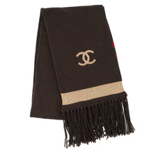 Load image into Gallery viewer, CHANEL CC Logo Scarf Brown/Gold/Red/NavyP36264 Cashmere95% Polyamide5%
