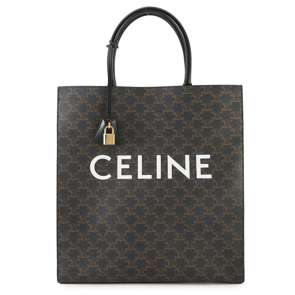 CELINE Triomphe Vertical Cabas Tote Black190972 PVC Leather