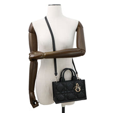 将图像加载到图库查看器中，Dior Macrocannage Book Tote 2-Way Handbag BlackS5573OWHP_M900 Calf Leather Size Mini
