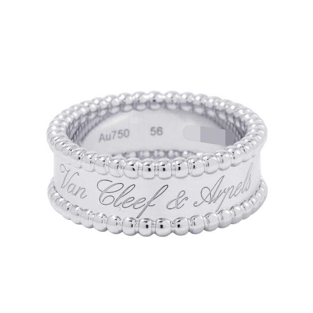 Van Cleef & Arpels Perlée Senior Tulle Ring Size 56/#16VCARN32356/VCARN32300 18K White Gold