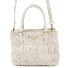 将图像加载到图库查看器中，PRADA Gathered 2WAY Shoulder Bag White1BA172 Leather
