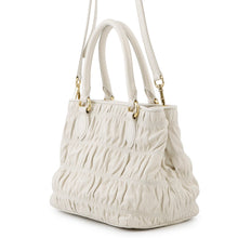 将图像加载到图库查看器中，PRADA Gathered 2WAY Shoulder Bag White1BA172 Leather
