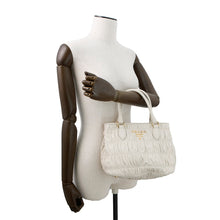 将图像加载到图库查看器中，PRADA Gathered 2WAY Shoulder Bag White1BA172 Leather
