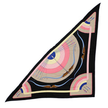 将图像加载到图库查看器中，HERMES Triangle Geant Arcs en Ciel Black/Rose/Jaune Cashmere70% Silk30%
