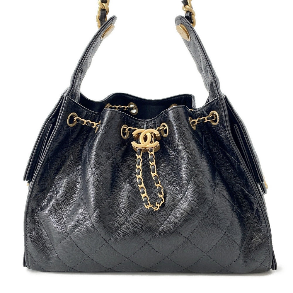 CHANEL CHANEL25 ChainShoulder Bag BlackAS5293 Caviar Leather Size Small