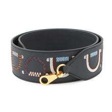 Load image into Gallery viewer, HERMES Bandouliere Blue Indigo/Blue Saphir Swift Leather Canvas Size 2&quot;/33.5&quot;
