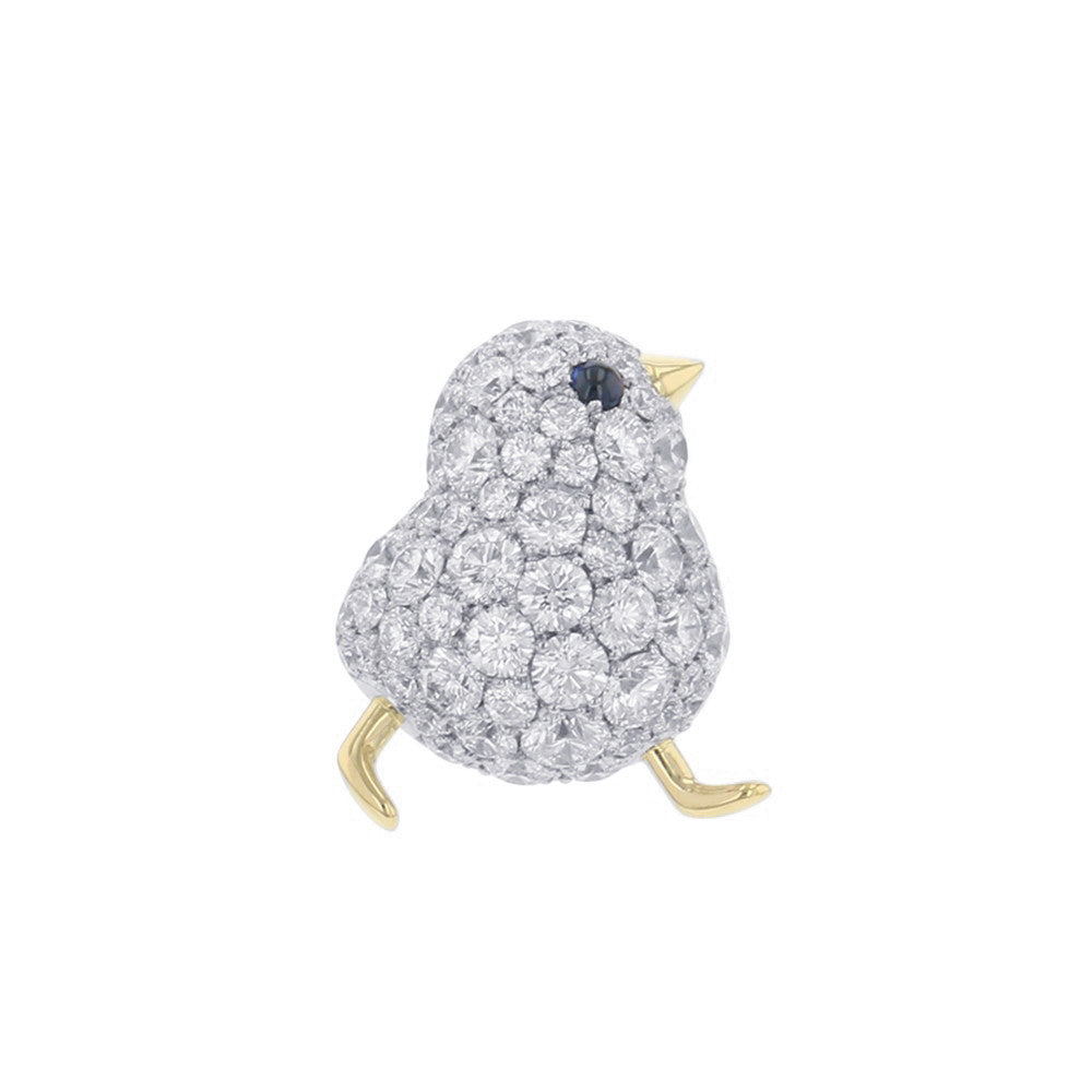 Gimel Chick Pin Brooch Pt950 K18YG