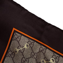 将图像加载到图库查看器中，GUCCI GG Print Horsebit Silk Scarf Size 90CM Brown/Orange662576 3G001 Silk100%
