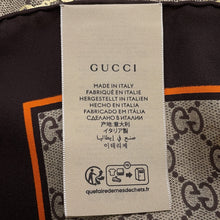 将图像加载到图库查看器中，GUCCI GG Print Horsebit Silk Scarf Size 90CM Brown/Orange662576 3G001 Silk100%

