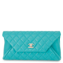 Load image into Gallery viewer, CHANEL Matelasse Clutch Bag TurquoiseA98558 Lambskin
