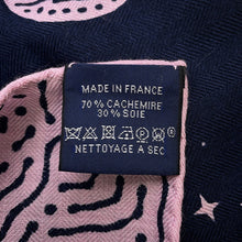 Load image into Gallery viewer, HERMES Giant Square Clair de lune Size 140 Marine/Vue Rose Cashmere70% Silk30%
