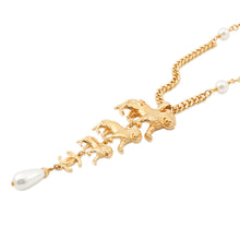 Load image into Gallery viewer, CHANEL Lion Necklace Gold Metal Faux Pearl
