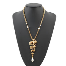 Load image into Gallery viewer, CHANEL Lion Necklace Gold Metal Faux Pearl
