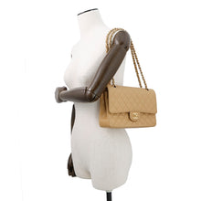 将图像加载到图库查看器中，CHANEL Matelasse W Flap ChainShoulder Bag BeigeA01112 Caviar Leather Size 25
