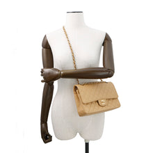 Load image into Gallery viewer, CHANEL Matelasse W Flap ChainShoulder Bag BeigeA01112 Caviar Leather Size 25
