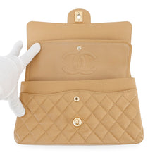 Load image into Gallery viewer, CHANEL Matelasse W Flap ChainShoulder Bag BeigeA01112 Caviar Leather Size 25
