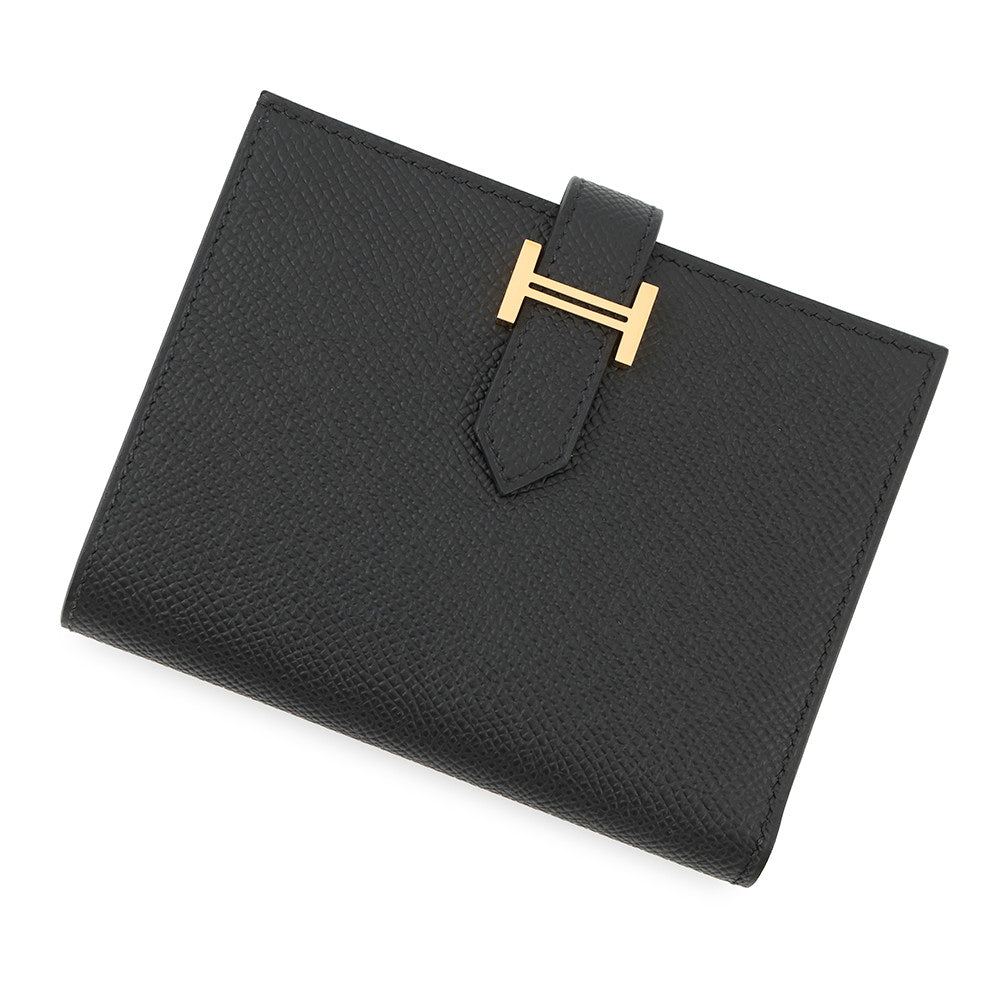 HERMES BEAN Compact Black Epsom