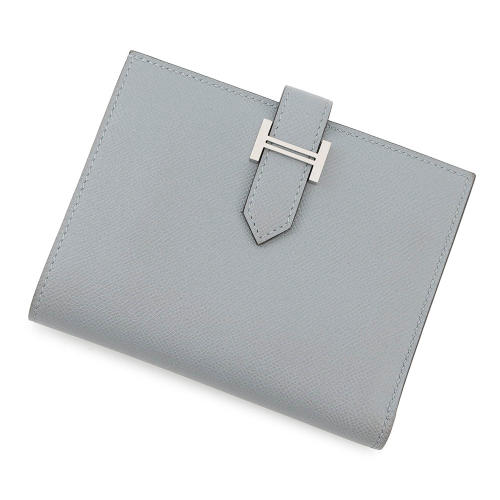 HERMES Bean compact Green Pantan Veau Madame