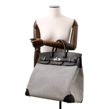 Load image into Gallery viewer, HERMES HAUT A COURROIES Black/Ecru Toile GM Evercolor Size 40
