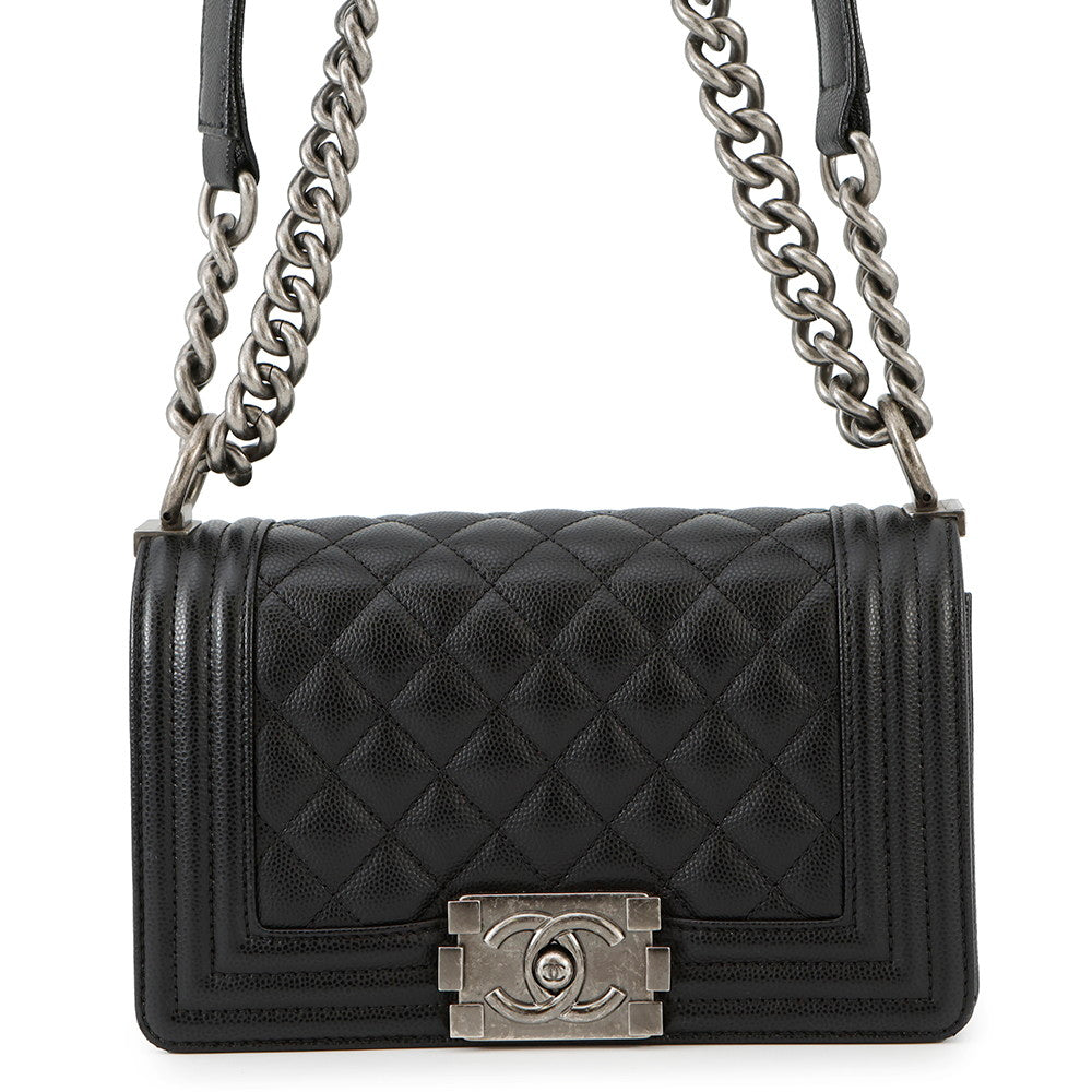 CHANEL Boy Chanel ChainShoulder Bag BlackA67085 Caviar Leather Size 20