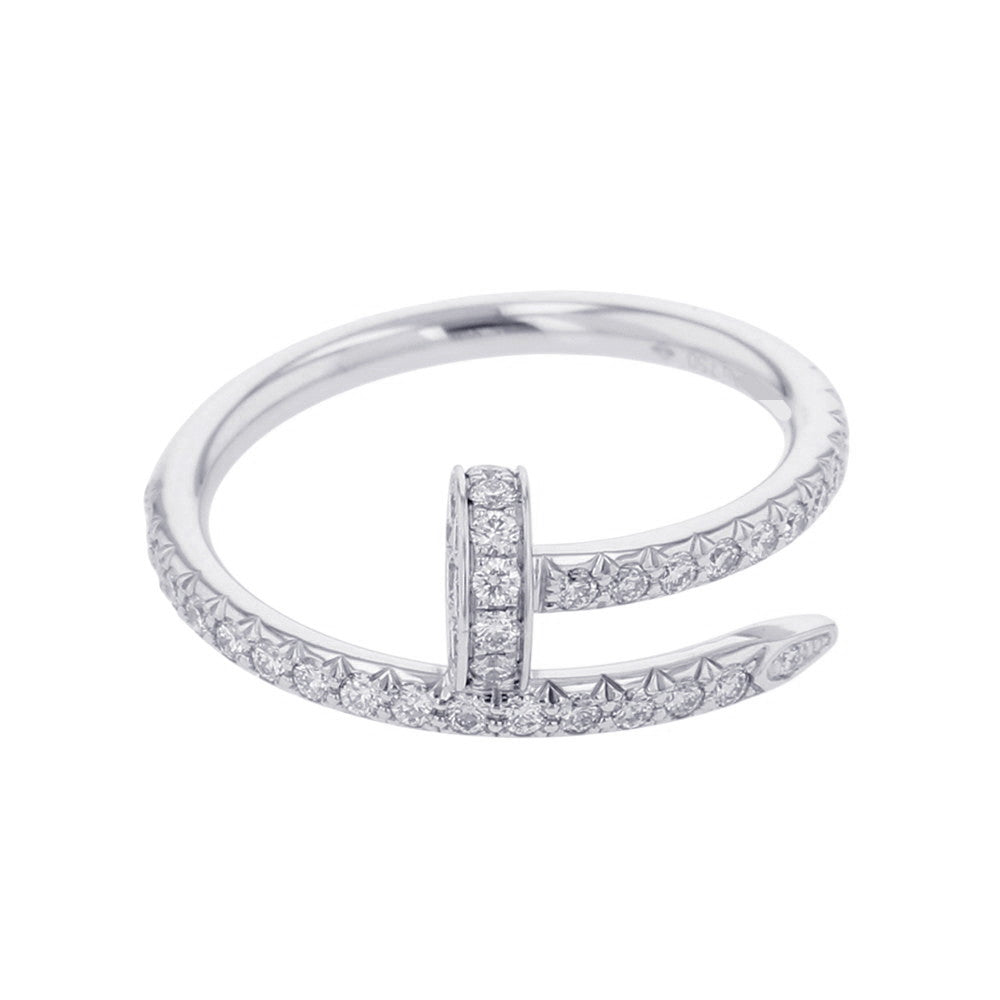 CARTIER Juste Un Clou Ring Small Model Semi-Pavé Size 46/#6 SmallB4231600 18K White Gold