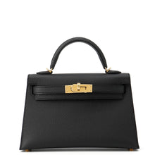 将图像加载到图库查看器中，HERMES Mini Kelly 2 Black Epsom
