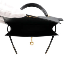 将图像加载到图库查看器中，HERMES Mini Kelly 2 Black Epsom
