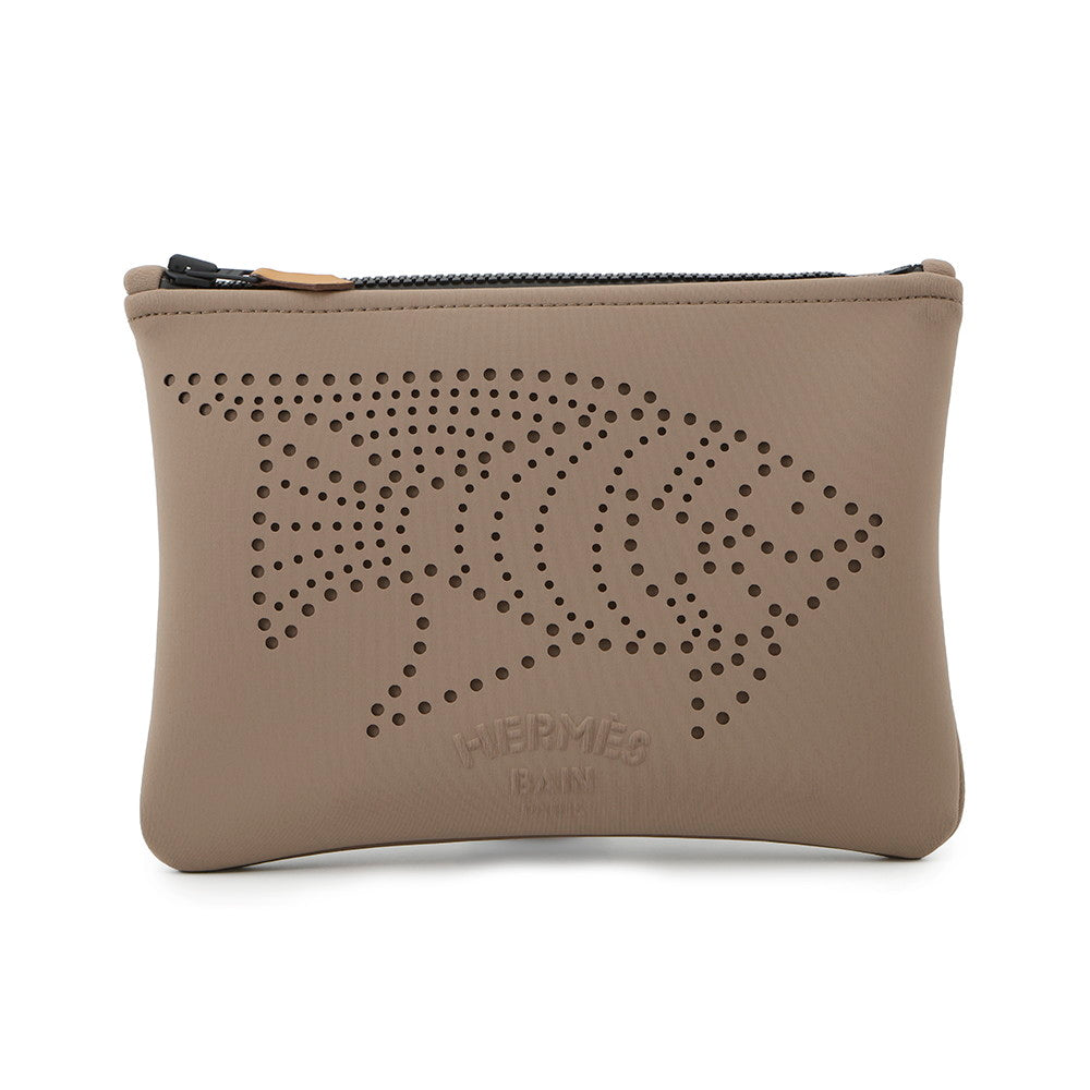 HERMES Traffic Jam Taupe Grey Nylon Size PM