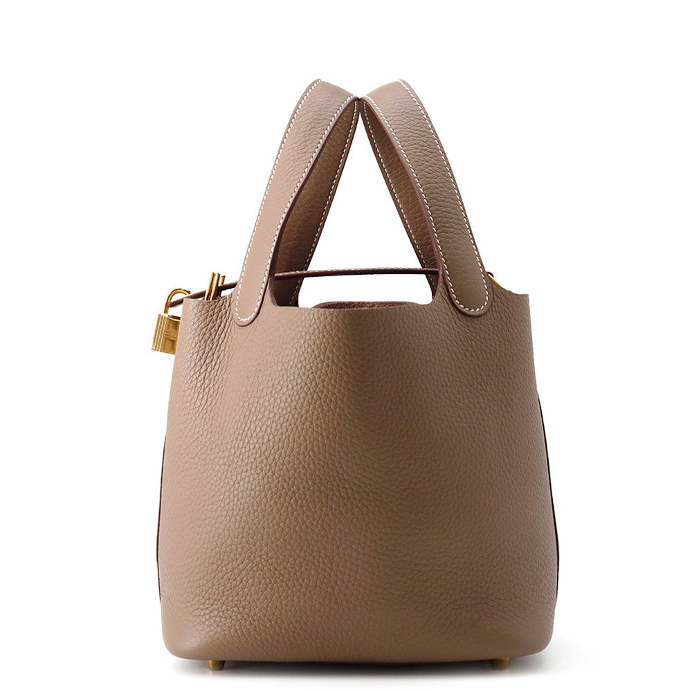 HERMES Picotin Lock Etoupe Taurillon Clemence Size PM