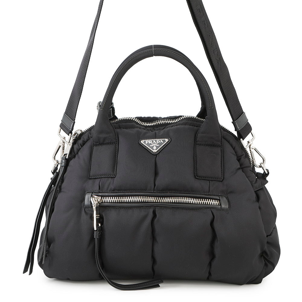 PRADA Tessuto Bomber 2-Way Handbag BlackBL0881 Nylon