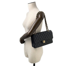 Load image into Gallery viewer, CHANEL Matelasse W Flap ChainShoulder Bag BlackA01112 Caviar Leather Size 25
