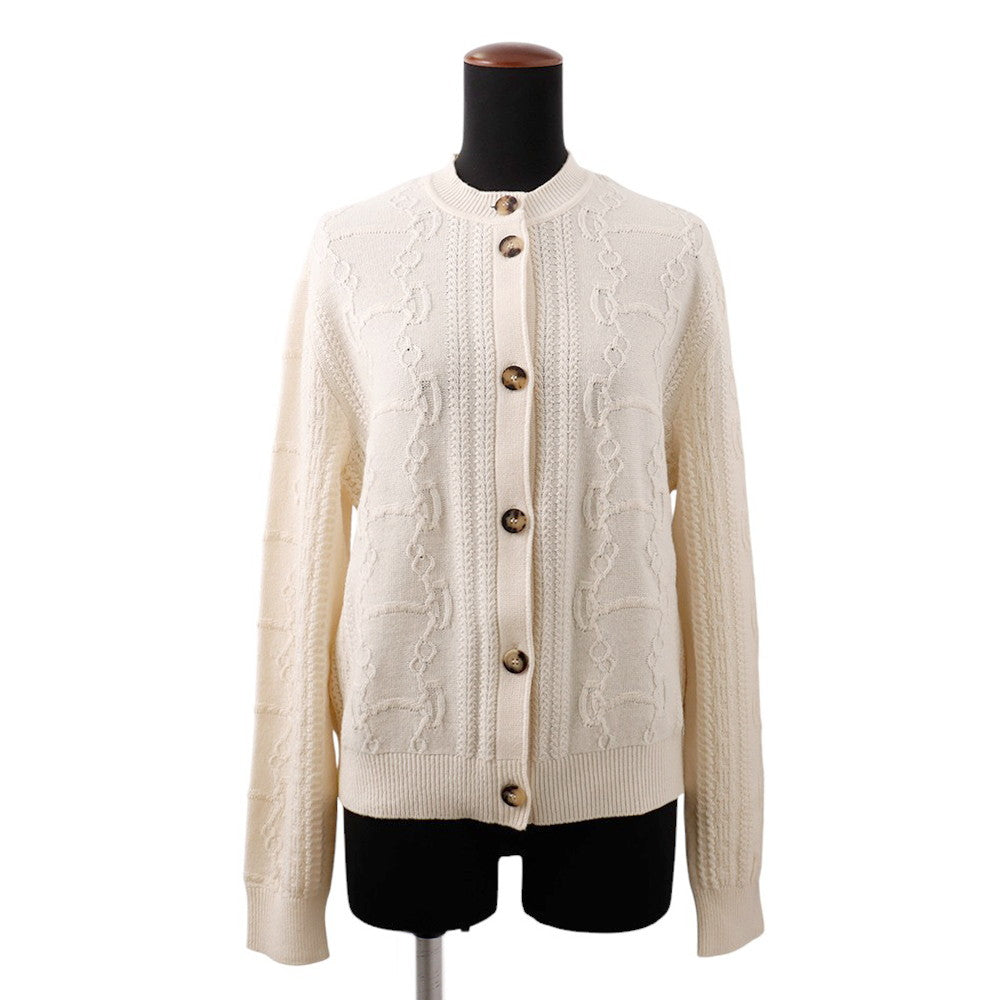 HERMES Morning Walk Cardigan Size 40 White Wool 80% Cashmere20%