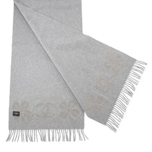 Load image into Gallery viewer, CHANEL CC Logo Clover Scarf Gray Cashmere100%
