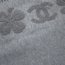 Load image into Gallery viewer, CHANEL CC Logo Clover Scarf Gray Cashmere100%
