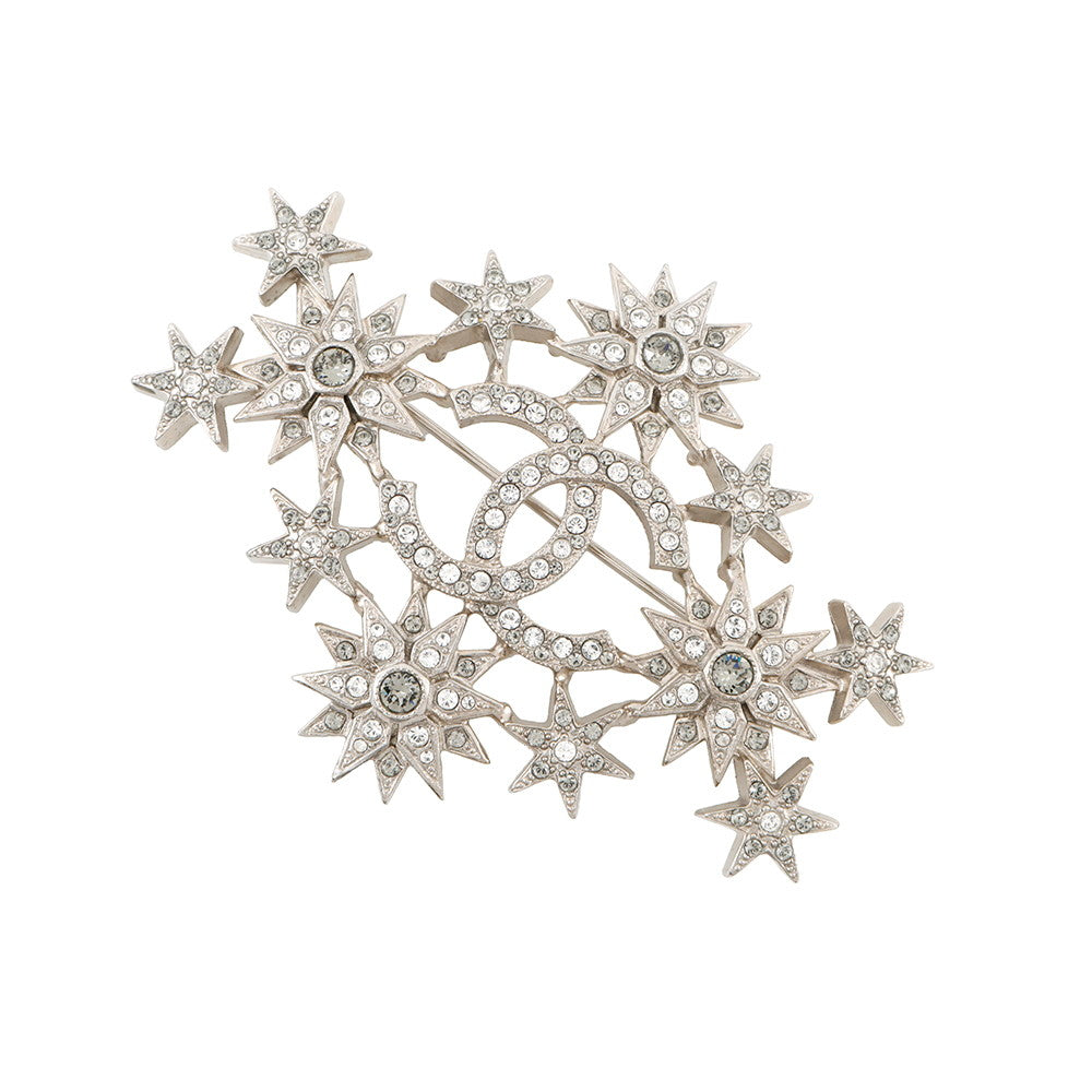 CHANEL Star Rhinestone Brooch Gold Plated Rhinestone