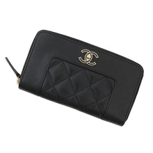 Load image into Gallery viewer, CHANEL Mademoiselle Zip Around Compact Wallet BlackA80969 Lambskin
