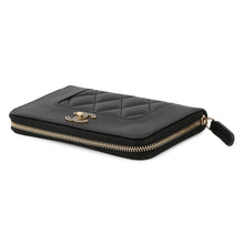 Load image into Gallery viewer, CHANEL Mademoiselle Zip Around Compact Wallet BlackA80969 Lambskin
