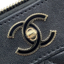 Load image into Gallery viewer, CHANEL Mademoiselle Zip Around Compact Wallet BlackA80969 Lambskin
