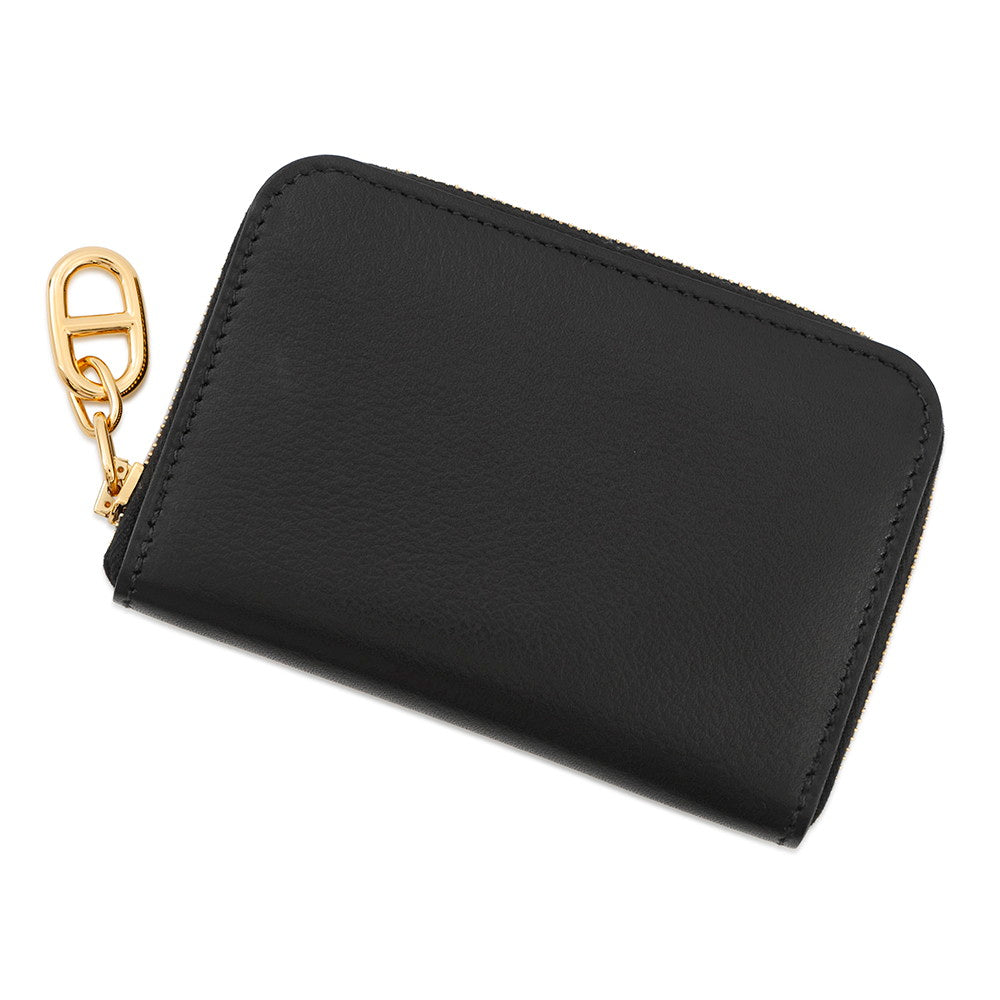 HERMES Chaine d'Ancre Zip Ango Coin purse Black Evercolor
