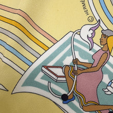 将图像加载到图库查看器中，HERMES Carre Flying Carre Carres Volants Size 70 JauneSoufre/Aqua/White Silk100%
