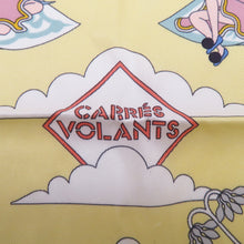 将图像加载到图库查看器中，HERMES Carre Flying Carre Carres Volants Size 70 JauneSoufre/Aqua/White Silk100%
