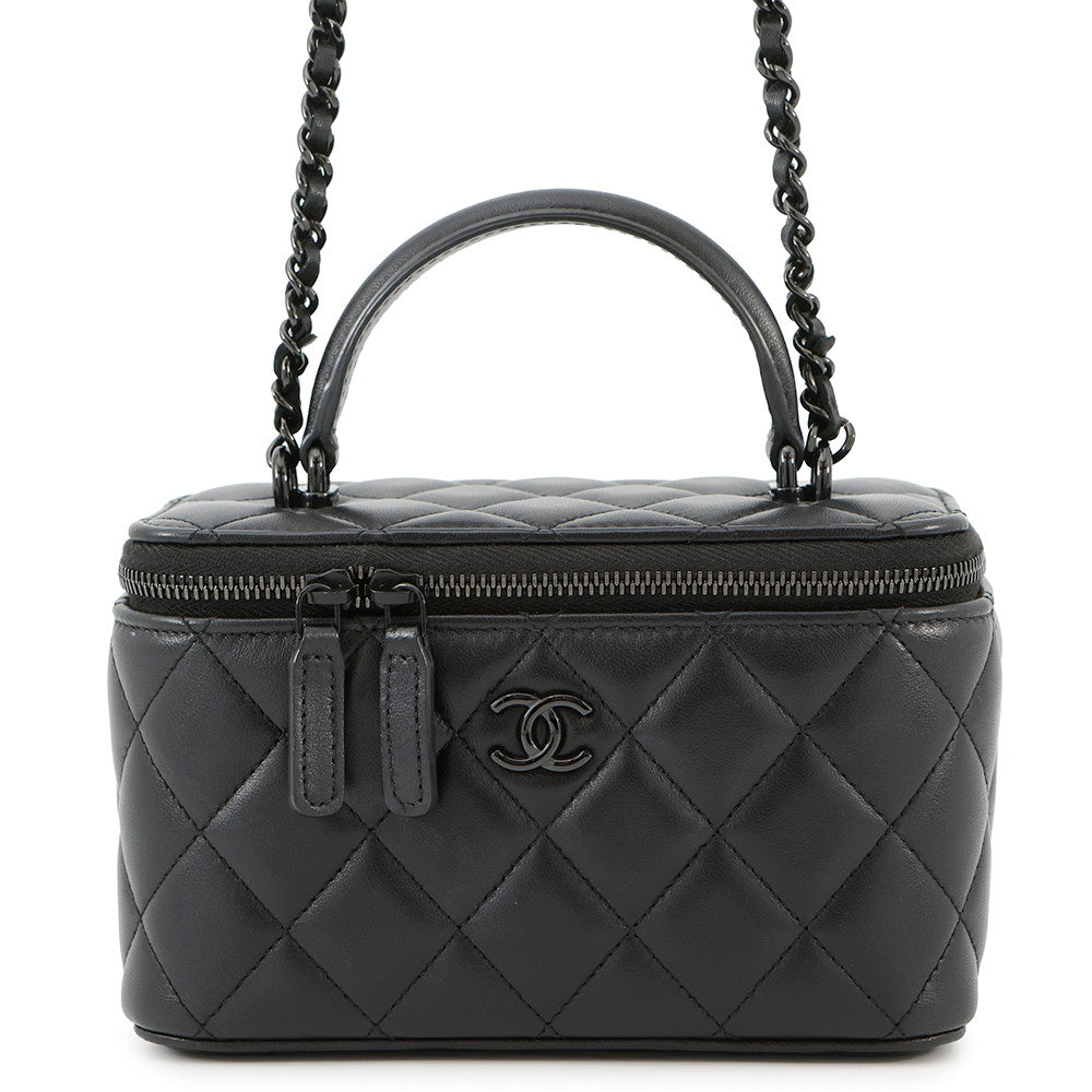 CHANEL Matelasse 2WAY Vanity Case BlackAP2199 Lambskin