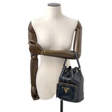 将图像加载到图库查看器中，PRADA Duet Drawstring Bag Shoulder Bag Black1BH038 Soft Calf Leather
